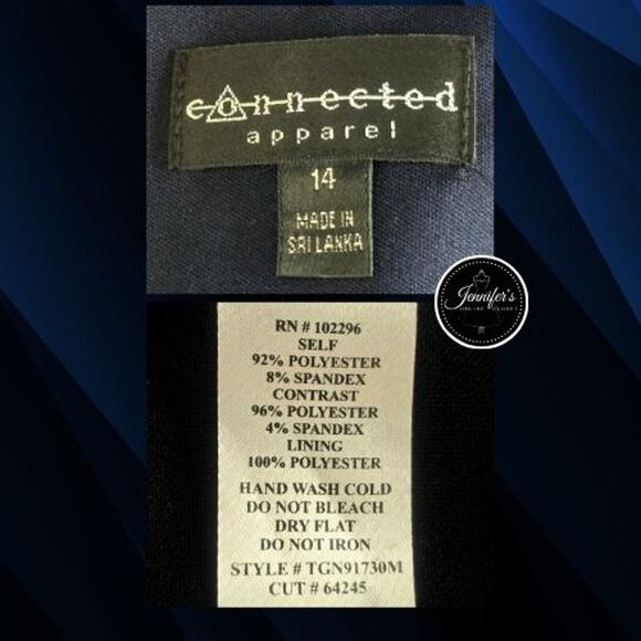 Connected Apparel Navy Blue Sequin Cap Sleeve Sheath Dress Size 14 - Picture 9 of 11